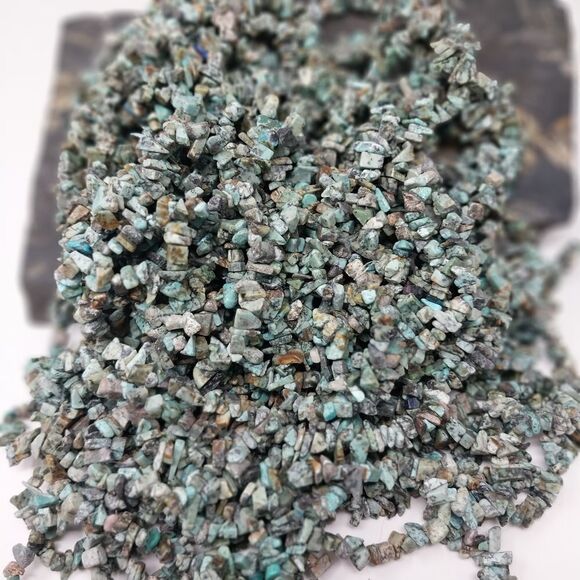One Strand Raw Turquoise Beads - Picture 1 of 8
